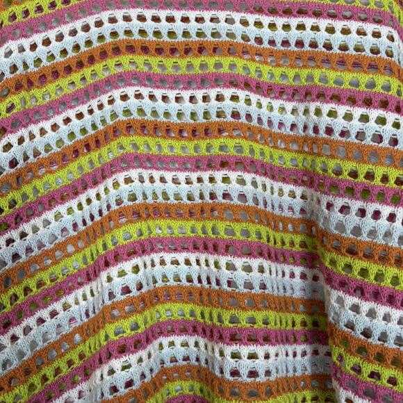 Pink Lily Open Knit Pink, Orange, and White Knit Summer Sweater Size: Large - Picture 5 of 6